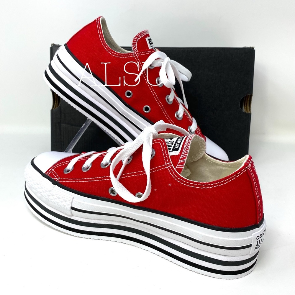 Converse Ctas Platform Layer Canvas Low Enamel Red - Picture 3 of 11